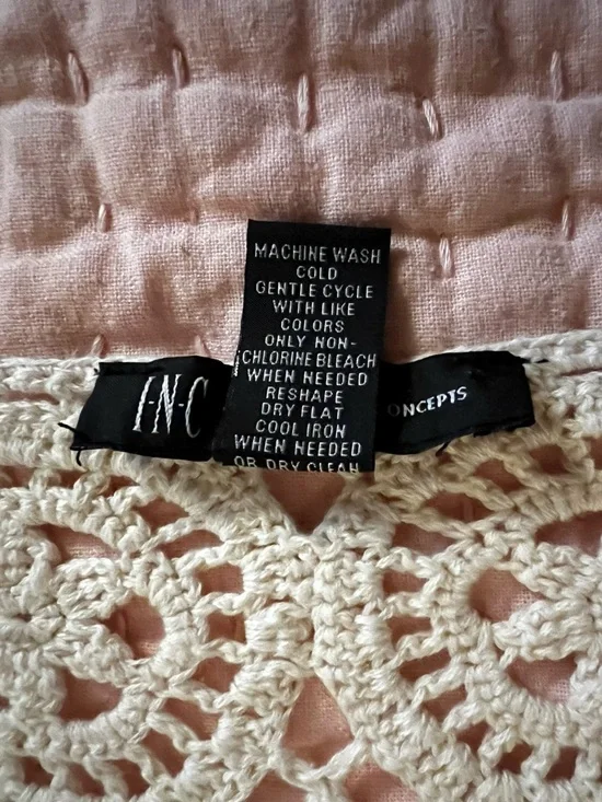 INC International Concepts Cream Crochet Knit Shell Top - Picture 6 of 7